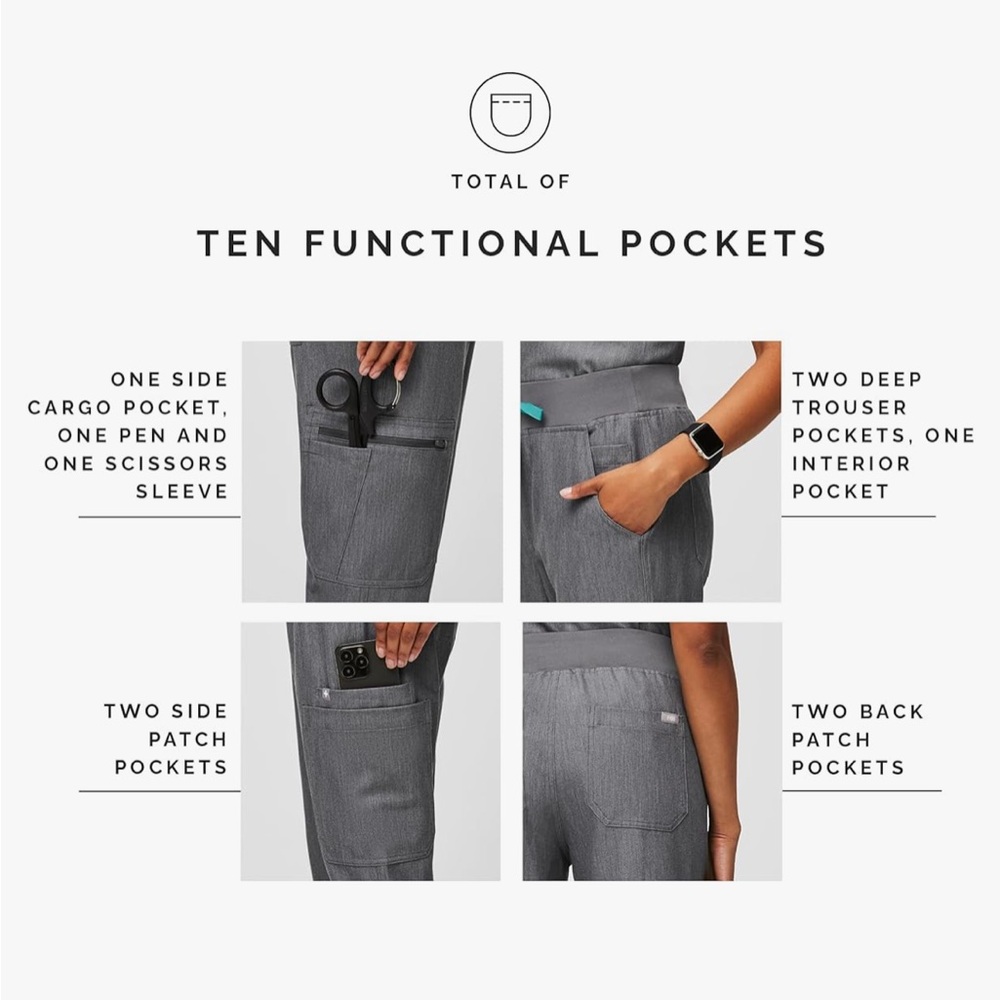 FIGS Catarina Scrub Tops for Women — Classic Fit, 1 Pocket FIGS YOLA pants XS/SM - Picture 15 of 17